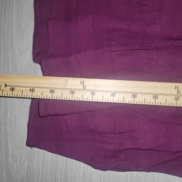 Idyllwind Womens Smock Long‎ Sleeve Mini Dress Burgundy Lace Up Tassels Boho M - Picture 8 of 8